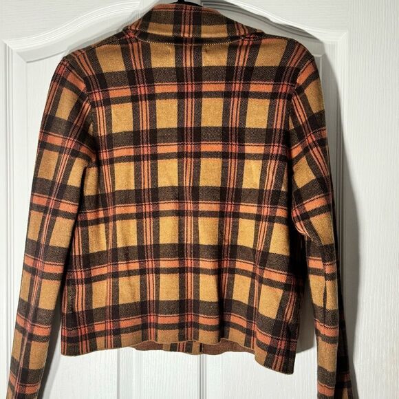 Tahari Plaid Rayon Long Sleeve Cropped Collared Blazer Jacket Size L - Picture 7 of 9
